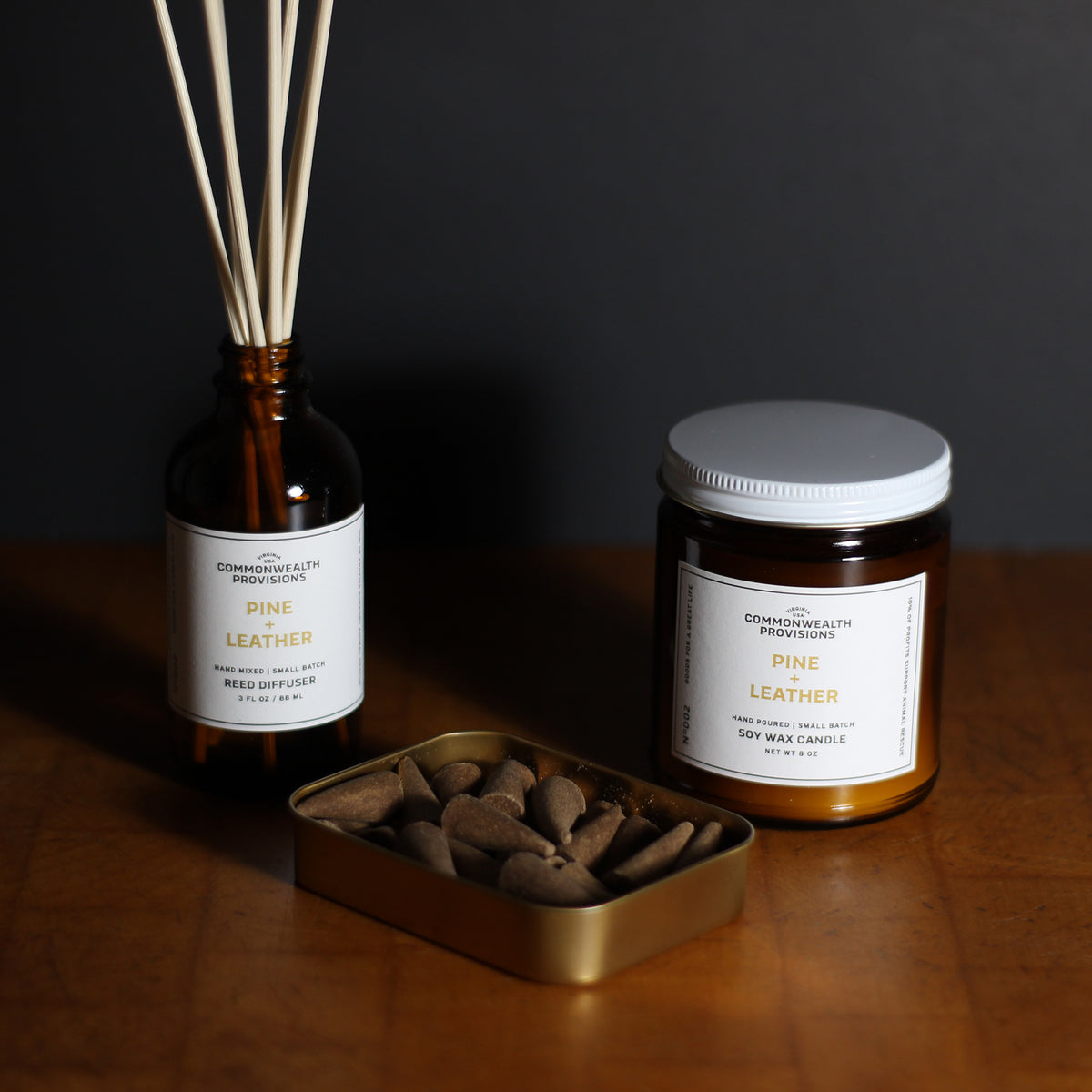 Commonwealth Provisions Pine + Leather Scent Collection Gift Set