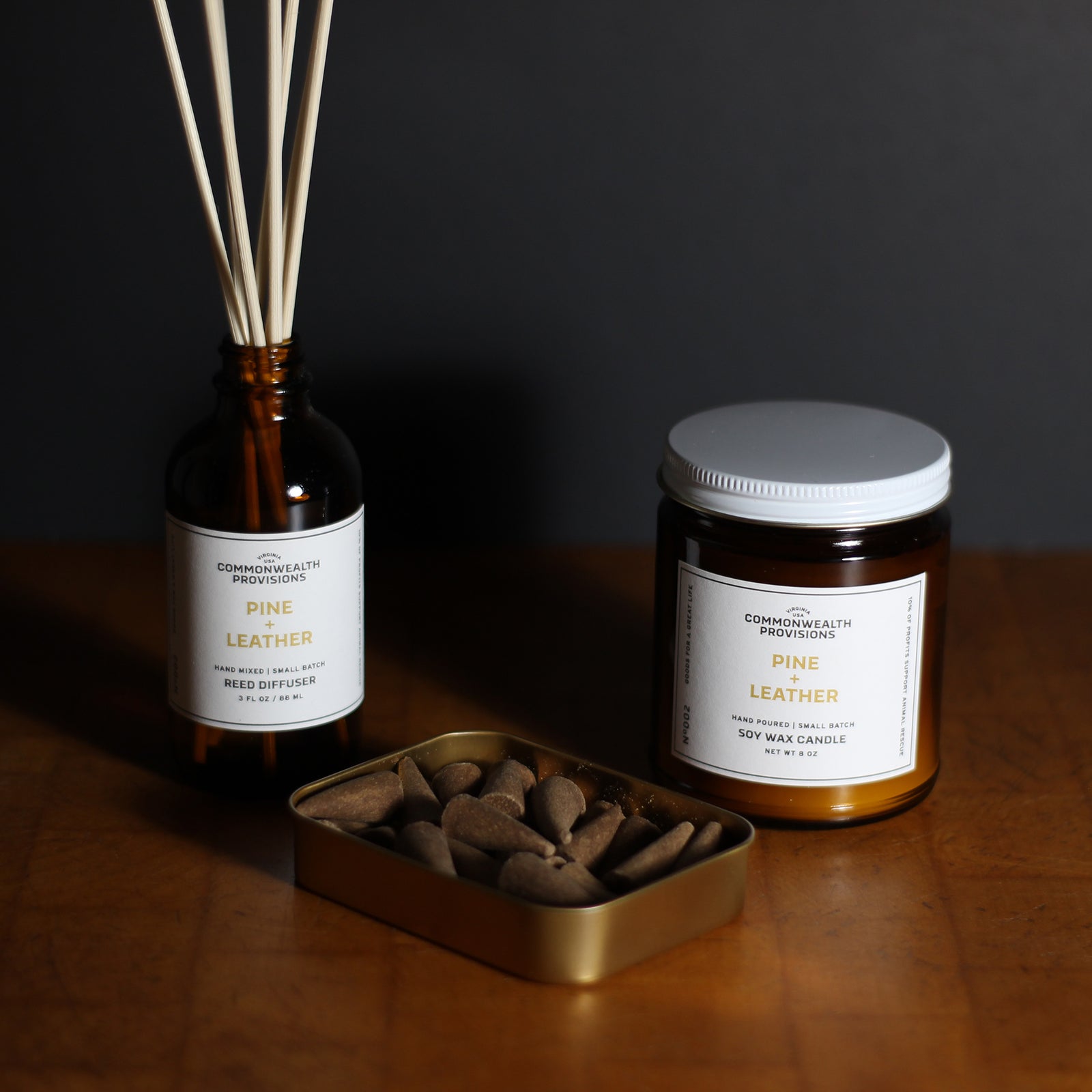 Commonwealth Provisions Pine + Leather Scent Collection Gift Set